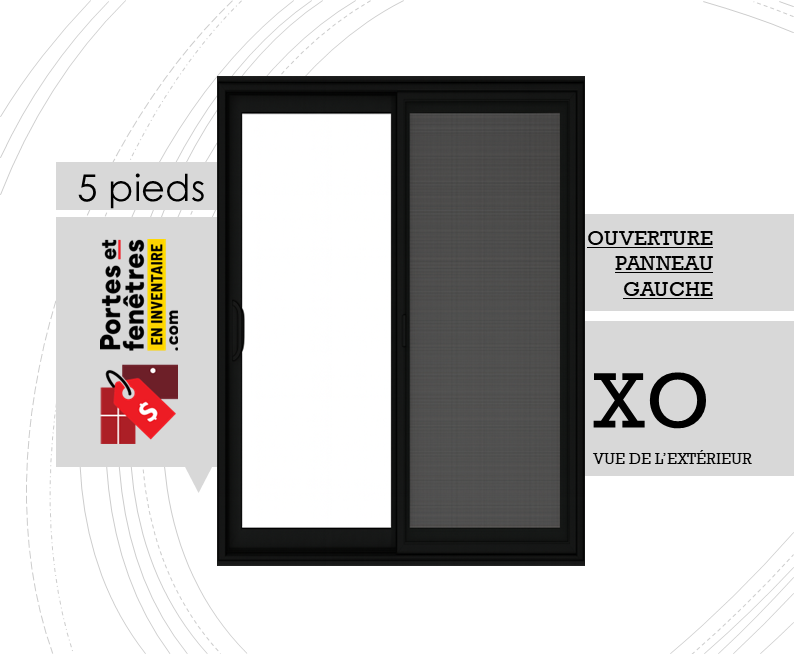 PORTE PATIO 5 GAUCHE NOIRE porte-patio 5 pieds noire en pvc xo