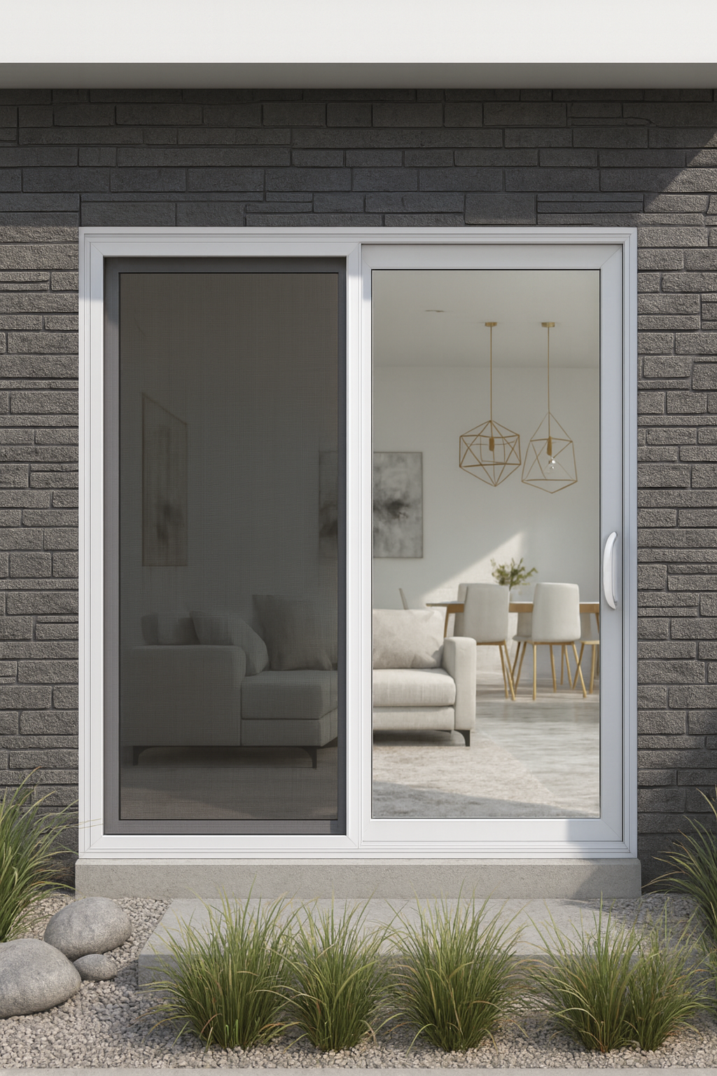 PORTE PATIO 5PIEDS BLANC DROITE porte-patio 5 pieds en pvc ox