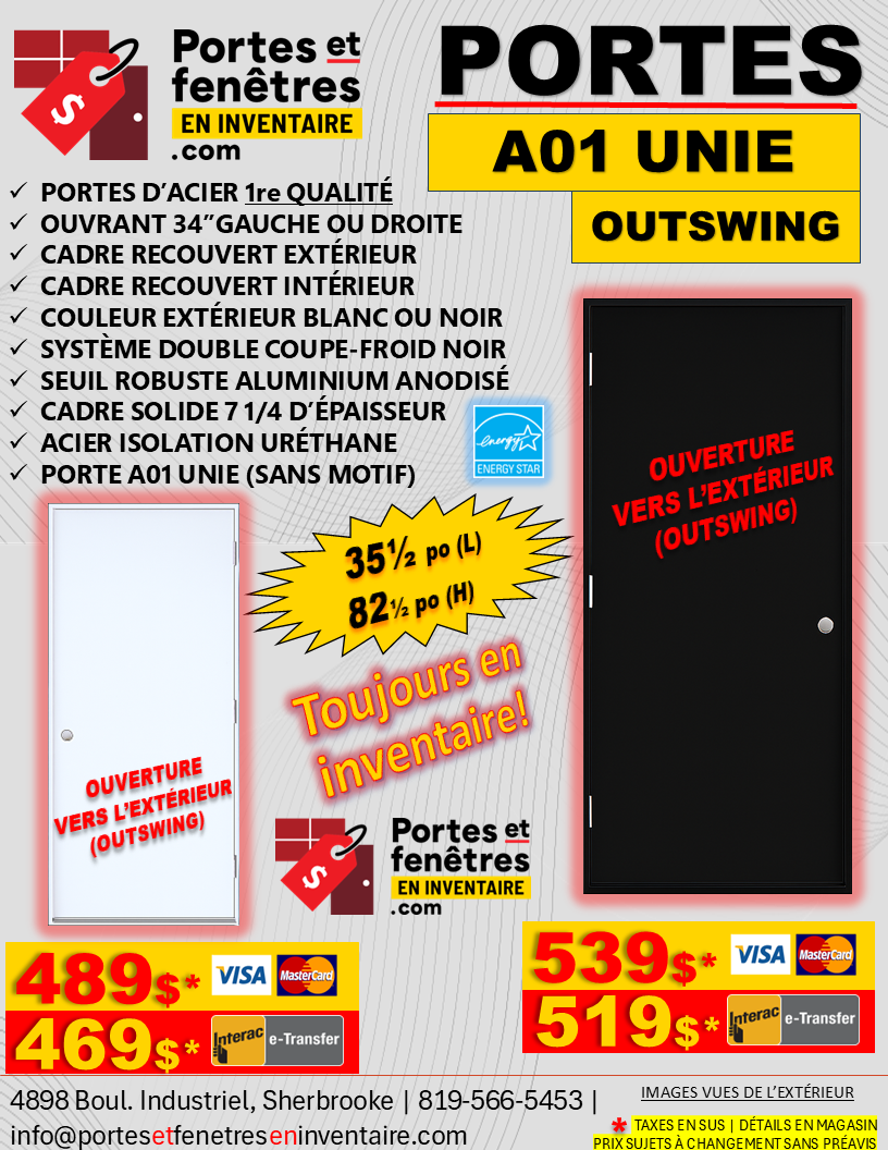 A01 34 OUTSWING V4 porte unie A01 sans motif