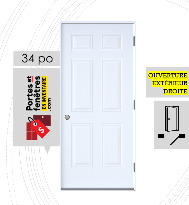 B01 BLANCHE D OUTSWING FRONTPAGE9 porte 6 panneaux B01 34 pouces
