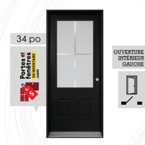 porte BALANCE avec croix verre clair vitre de 49 pouces
