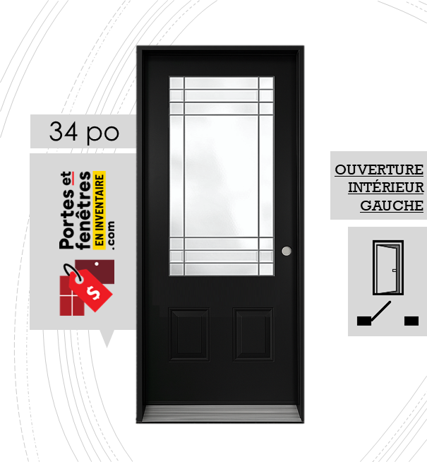 CELESTE 23X49 NOIRE G FRONTPAGE La porte CELESTE avec baguettes patinées en 49 pouces