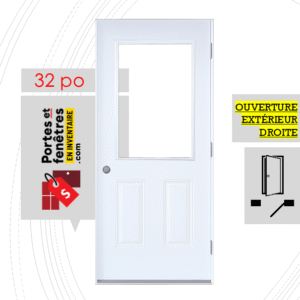 PORTE VERRE CLAIR 37po BLANCHE 32 OUVRANT EXTÉRIEUR DROITE