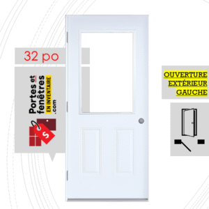 PORTE VERRE CLAIR 37po BLANCHE 32 OUVRANT EXTÉRIEUR GAUCHE