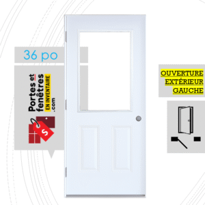 PORTE VERRE CLAIR 37po BLANCHE 36 OUVRANT EXTÉRIEUR GAUCHE