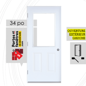 PORTE VERRE CLAIR 37po BLANCHE 34 OUVRANT EXTÉRIEUR GAUCHE