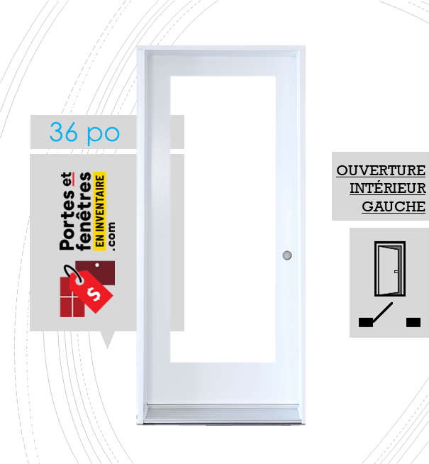 CLAIR 23X65 BLANC G 36 FRONTPAGE PORTE VERRE CLAIR 65po BLANCHE 36 OUVRANT INTÉRIEUR GAUCHE