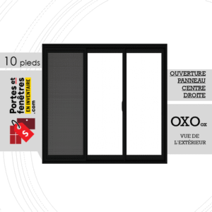 PORTE-PATIO 10 PIEDS PVC NOIRE OUVRANT DROITE OXO QUALITÉ
