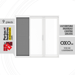 PORTE-PATIO 9 PIEDS PVC BLANCHE OUVRANT DROITE OXO QUALITÉ