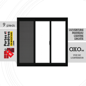 PORTE-PATIO 9 PIEDS PVC NOIRE OUVRANT DROITE OXO QUALITÉ
