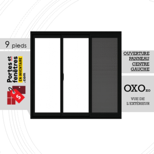 PORTE-PATIO 9 PIEDS PVC NOIRE OUVRANT GAUCHE OXO QUALITÉ