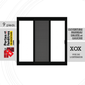 PORTE-PATIO 9 PIEDS PVC NOIRE OUVRANT GAUCHE ET DROITE XOX QUALITÉ