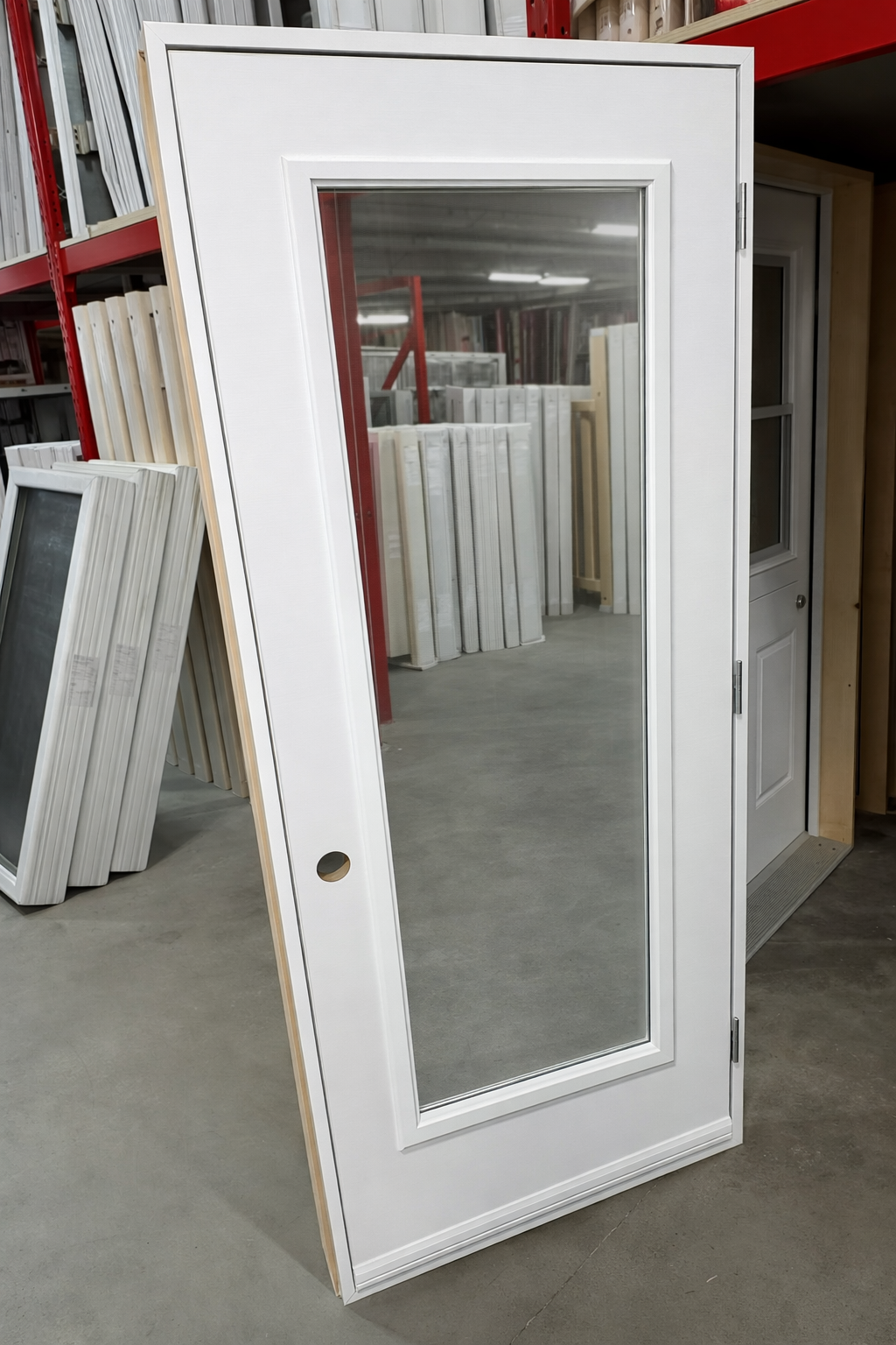 PORTE VERRE CLAIR 65po BLANCHE 36 OUVRANT EXTÉRIEUR DROITE