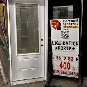 Porte blanche avec verre laiton QUALITÉ 0073