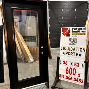 Porte noire avec verre clair QUALITÉ 0084