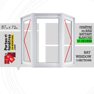 FENÊTRE EN BAIE À BATTANT 87po X 72po BLANC PVC AVEC ANGLE 30 DEGRÉS QUALITÉ