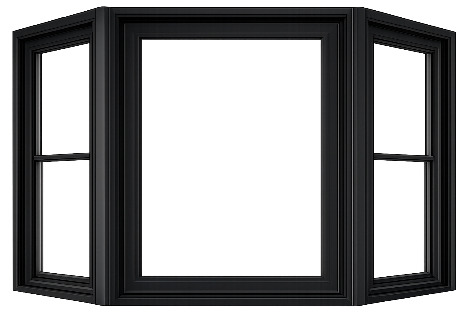 bay window guillotine noire FENÊTRE EN BAIE À GUILLOTINE 122po X 048po NOIRE PVC AVEC ANGLE 45 DEGRÉS QUALITÉ – Image 4