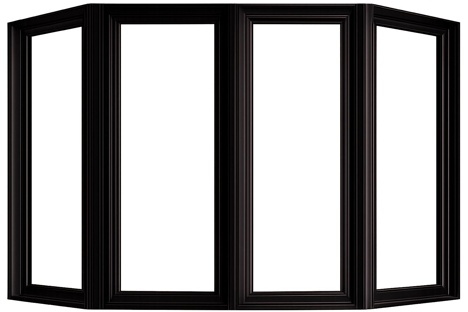 bow window 4 battant noire FENÊTRE ARQUÉE 118po X 060po À BATTANT NOIRE PVC AVEC ANGLE 15 DEGRÉS QUALITÉ – Image 2