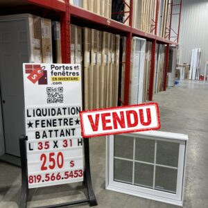 fenêtres battant 35x31 pvc blanc 250$ en liquidation avec carrelage