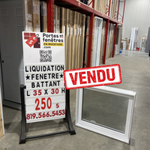 fenêtres battant 35x30 pvc blanc 250$ en liquidation