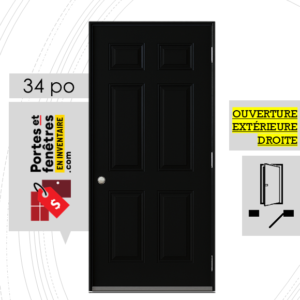 porte 6 panneaux B01 34 pouces noire