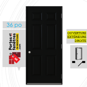 porte 6 panneaux B01 36 pouces noire