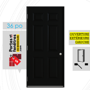 porte 6 panneaux B01 36 pouces noire