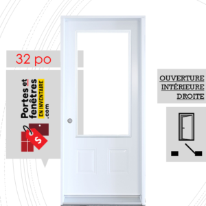 PORTE VERRE CLAIR 49po BLANCHE 32 OUVRANT INTÉRIEUR DROITE
