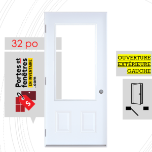 PORTE VERRE CLAIR 49po BLANCHE 32 OUVRANT EXTÉRIEUR GAUCHE