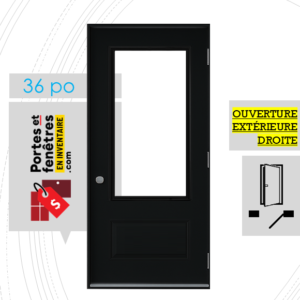 PORTE VERRE CLAIR 49po NOIRE 36 OUVRANEXINTÉRIEUR DROITE