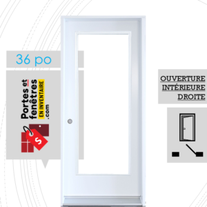 PORTE VERRE CLAIR 65po BLANCHE 36 OUVRANT INTÉRIEUR DROITE