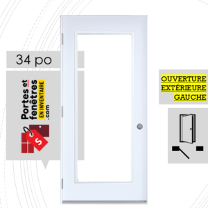 PORTE VERRE CLAIR 65po BLANCHE 34 OUVRANT EXTÉRIEUR GAUCHE