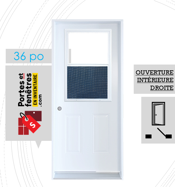 GUILLOTINE Q470 B03 BLANC D 36 FRONT PORTE B03 BLANCHE 36 OUVRANT INTÉRIEUR DROITE