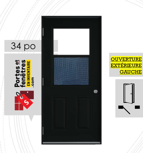 GUILLOTINE Q470 B03 NOIR G 34 outswing FRONT PORTE B03 NOIRE 34 OUVRANT EXTÉRIEUR GAUCHE