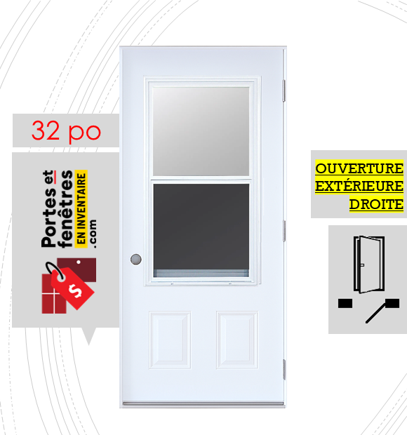 GUILLOTINE Q550 23X49 BLANC D 32 outswing FRONT PORTE GUILLOTINE 49PO BLANCHE 32 OUVRANT EXTÉRIEUR DROITE
