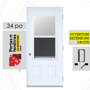 PORTE GUILLOTINE 49PO BLANCHE 34 OUVRANT EXTÉRIEUR DROITE