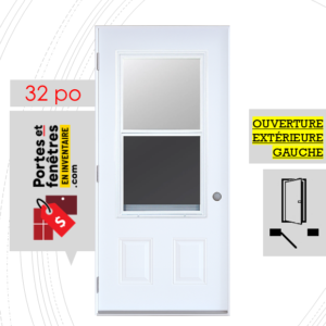 PORTE GUILLOTINE 49PO BLANCHE 32 OUVRANT EXTÉRIEUR GAUCHE