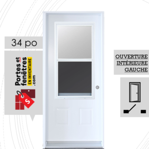 PORTE GUILLOTINE 49po BLANCHE 34 OUVRANT INTÉRIEUR GAUCHE