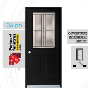 PORTE WHISTLER 37po NOIRE 36 OUVRANT INTÉRIEUR DROITE