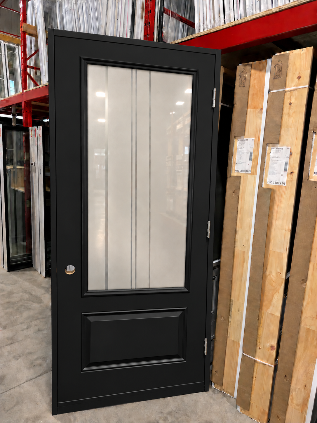 CYNDI 22x48 noire droite outswing PORTE CYNDI 49po NOIRE 34 OUVRANT EXTÉRIEUR DROITE