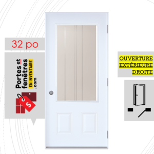 PORTE CYNDI 49po BLANCHE 32 OUVRANT EXTÉRIEUR DROITE