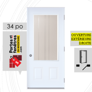 PORTE CYNDI 49po BLANCHE 34 OUVRANT EXTÉRIEUR DROITE