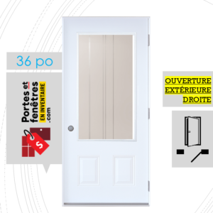 PORTE CYNDI 49po BLANCHE 36 OUVRANT EXTÉRIEUR DROITE