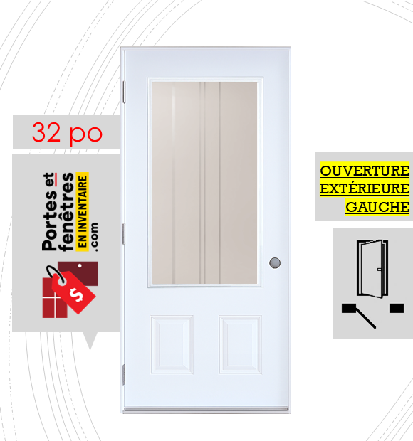 CYNDI 23X49 BLANC G 32 outswing FRONT PORTE CYNDI 49po BLANCHE 32 OUVRANT EXTÉRIEUR GAUCHE