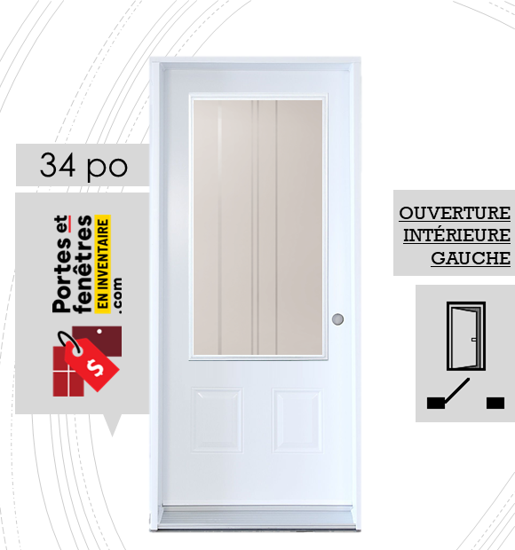 CYNDI 23X49 BLANC G 34 FRONT PORTE CYNDI 49po BLANCHE 34 OUVRANT INTÉRIEUR GAUCHE