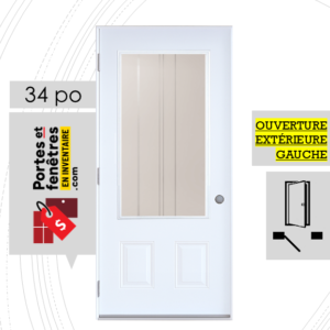 PORTE CYNDI 49po BLANCHE 34 OUVRANT EXTÉRIEUR GAUCHE