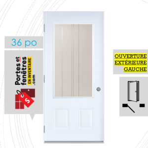 PORTE CYNDI 49po BLANCHE 36 OUVRANT EXTÉRIEUR GAUCHE
