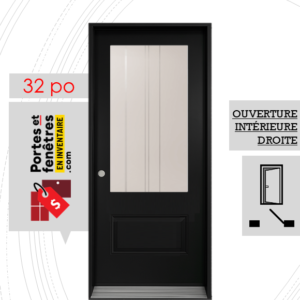 PORTE CYNDI 49po NOIRE 32 OUVRANT INTÉRIEUR DROITE