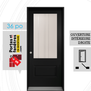 PORTE CYNDI 49po NOIRE 36 OUVRANT INTÉRIEUR DROITE