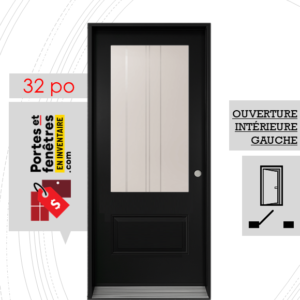 PORTE CYNDI 49po NOIRE 32 OUVRANT INTÉRIEUR GAUCHE